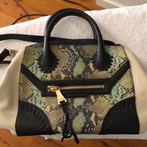 Aimee Kestenberg Handbags - New Aimee Kestenberg Leather Bag Stone beautiful green and blue snake print